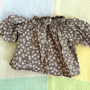 Riley + Cru blouse 0 to 3 months, black and white floral Ruffle